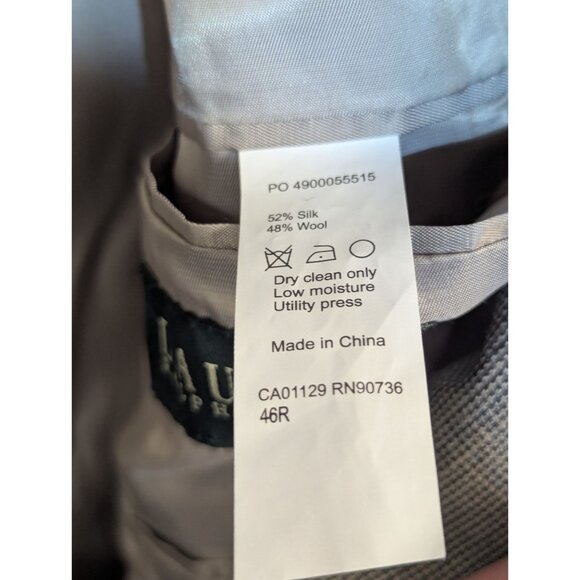 Lauren Ralph Lauren Mens 46R Wool & Silk Blend Two-Button Blazer Gray Plaid Notc - Picture 5 of 5